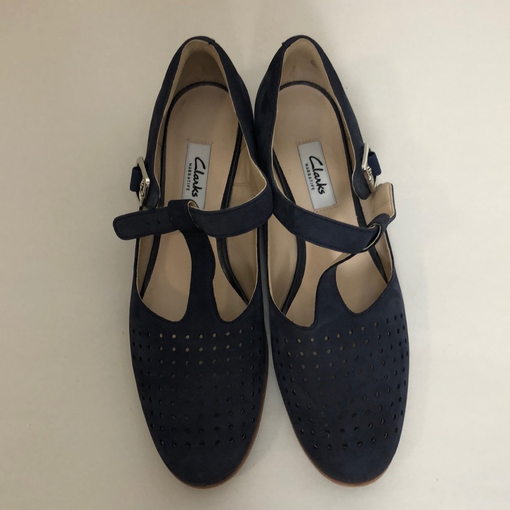 Clarks Navy Blue Flats